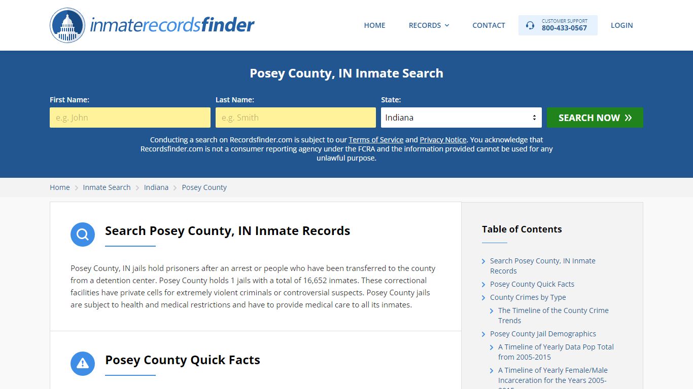 Posey County, IN Inmate Lookup & Jail Records Online